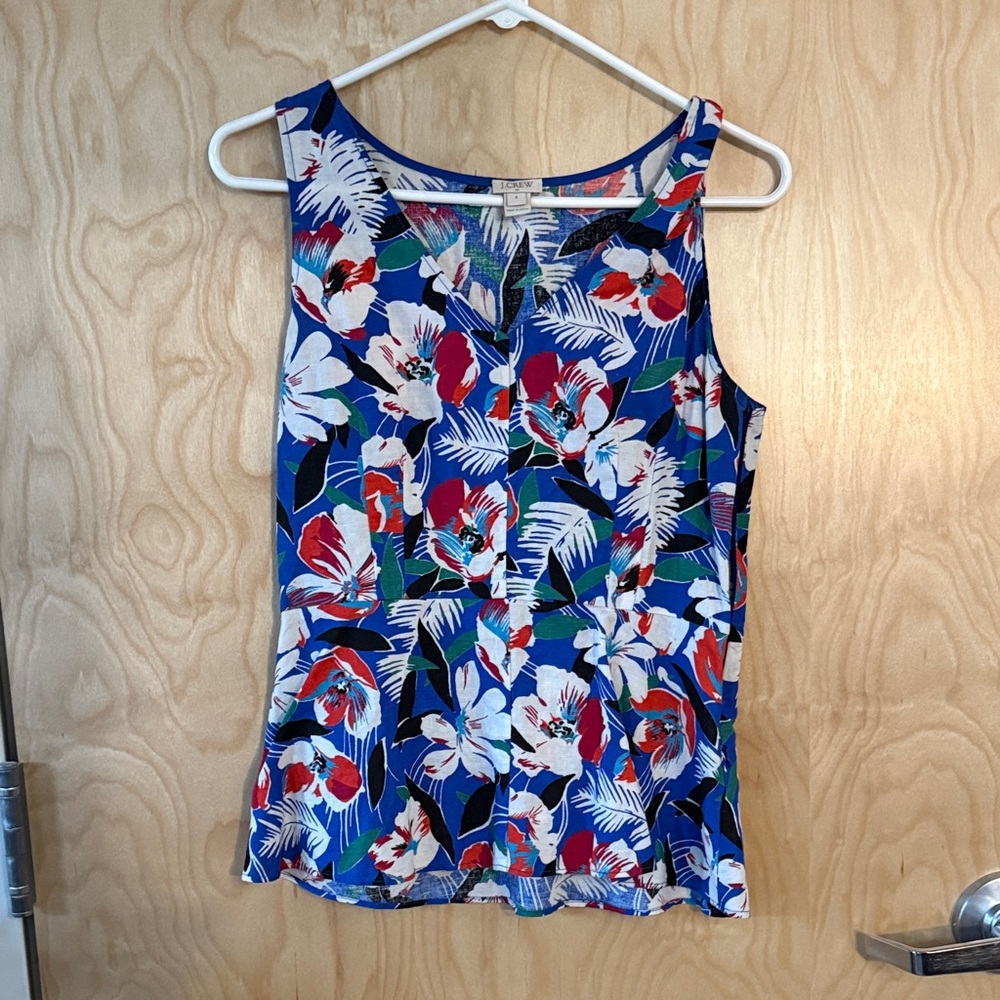 J. Crew Tropical Floral Tank Top - Blue and Red